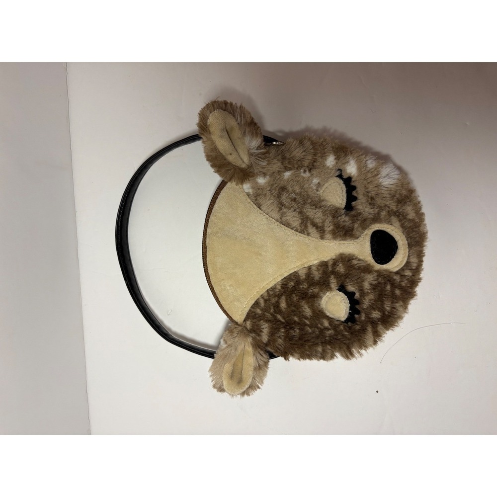 Deer Fawn Novelty Handbag Faux Fur Animal Face Brown Tan Kids Small Purse